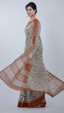 Warli Print Bamboo Khadi Saree with Blouse - Eco-Friendly Traditional Cotton Saree for Women