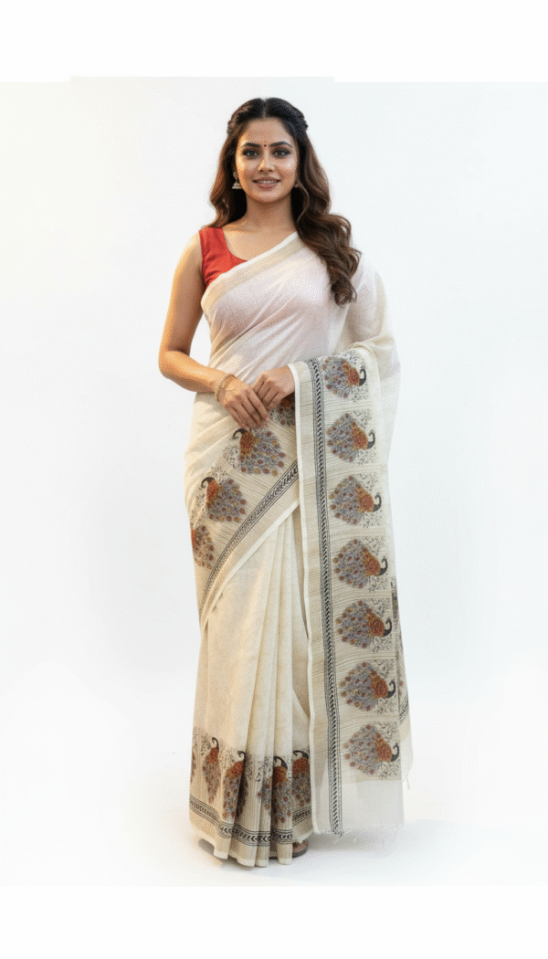 saree with peacock design
