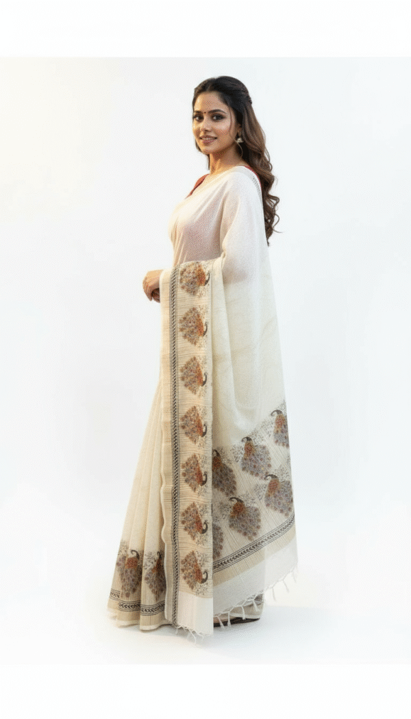 saree with peacock design